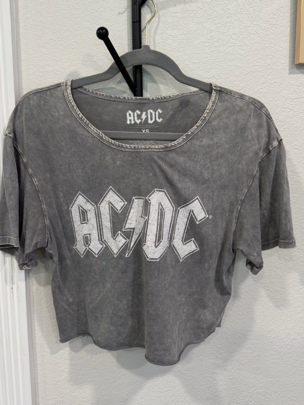 AC/DC Washed Black Logo Crop Tee